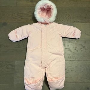 Baby gap pink warm down filled snowsuit 3-6M EUC
